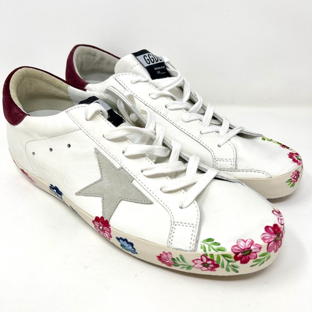 Golden Goose Superstar White Leather Sneakers Hand Printed Sole Size 41(US 11)